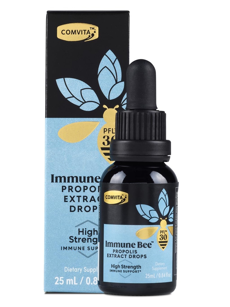 Comvita Extra Strength Bee Propolis Extract - Přírodní imunitní podpora, Kapky pro ústní zdraví, Propolis Liquid, Pomáhá Soothee hrdlo, Alkohol zdarma - PFL 30, 0.8 fl oz skleněná láhev