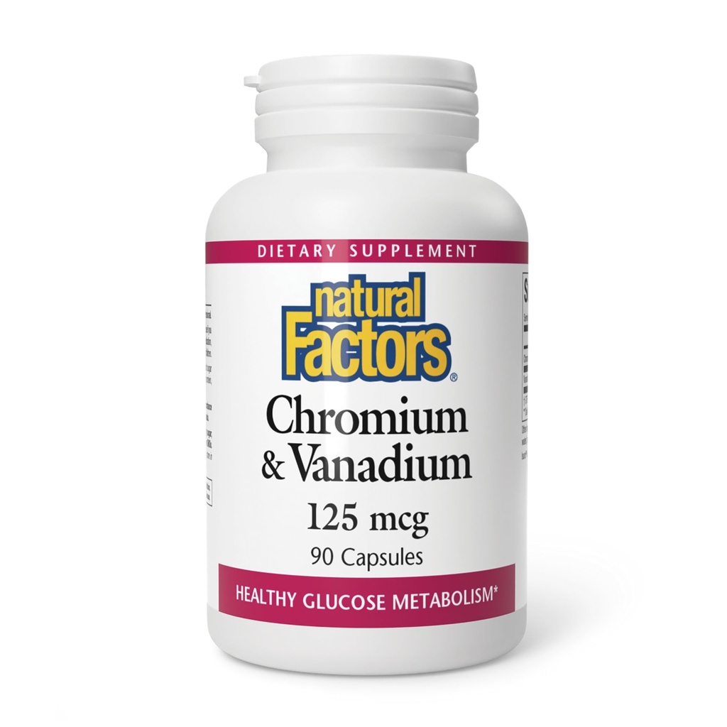 Přírodní faktory, Chrom & Vanadium 125 mcg, podporuje zdravý metabolismus, 90 tobolek