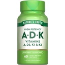 Nature 's Truth Vitamin ADK ADK 124; 60 Softgels PHAR124; Vysoká účinnost vitaminu A, D3, K1 & K2 PHARMA124; Non- GMO & Gluten zdarma dodatek