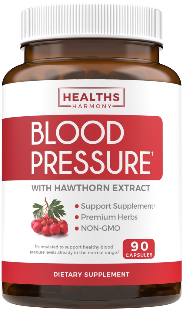 Krevní tlak Supplement (NON-GMO) Premium přírodní Byliny, Vitamíny & Berries - Vysoké dávkování Hawthorn Berry Extract - Podporuje krevní tlak úrovně již v normálním rozsahu - 90 Kapsle