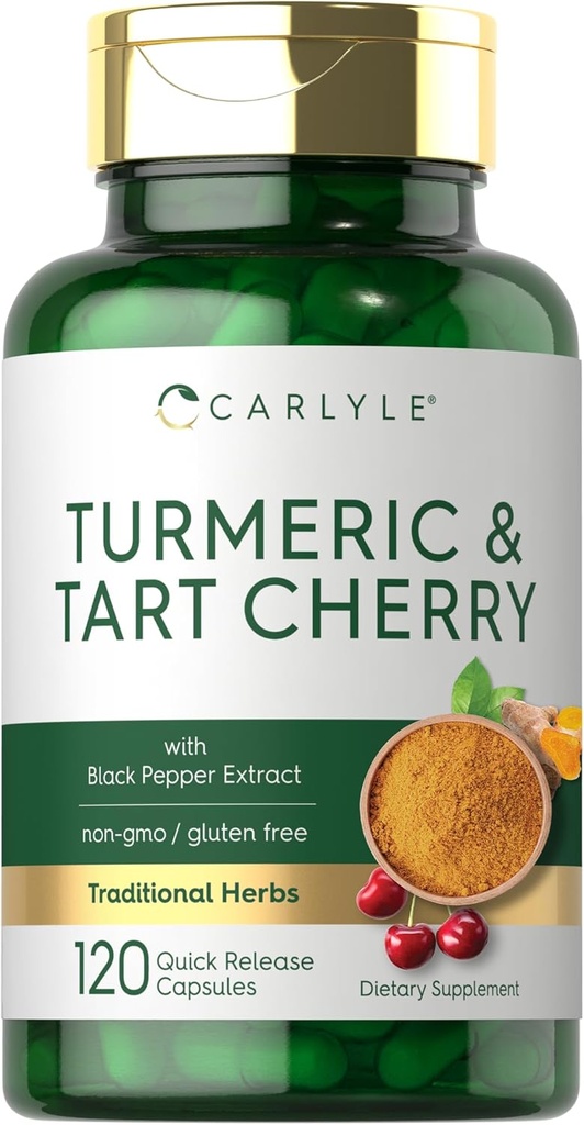 Carlyle Turmeric a Tart Cherry Kapsle 124; 120 Počet 124; s bioperine currency 124; Vegetarian, Non- GMO, gluten zdarma dodatek