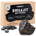 Čisté Himalájské Shilajit Dry Drops, 100% čisté přírodní Shilajit, stupeň A, Max Potency 85 + čisté stopové minerály & Fulvic Acid for Energy, Metabolismus & Imunitation Supplement for Men & Women (60 karet)