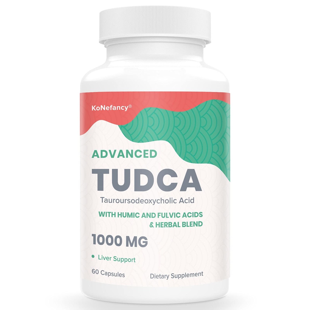 KoNefancy TUDCA Játra Doplňky 1000 mg -Bile Soli pro játra Detox- Mléko Thistle Bylinné směsi s Fulvic a Humic Acid pro játra, stravitelné zdraví, 60 Veganské kapsle