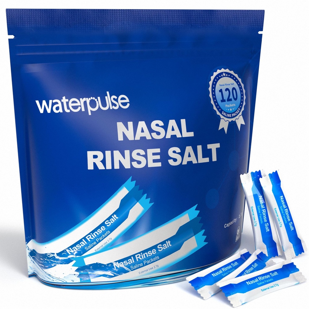 120 Saline Packets, Sinus Rinsing Packets pro Neti Pots, Neti Pot Salt Packets Individuálně zabalené, Nasal Rinse Packets Neti Pot Salt pro Nasal zavlažovací systém, Nasal Wash Squeeze láhev & Sinus Relief