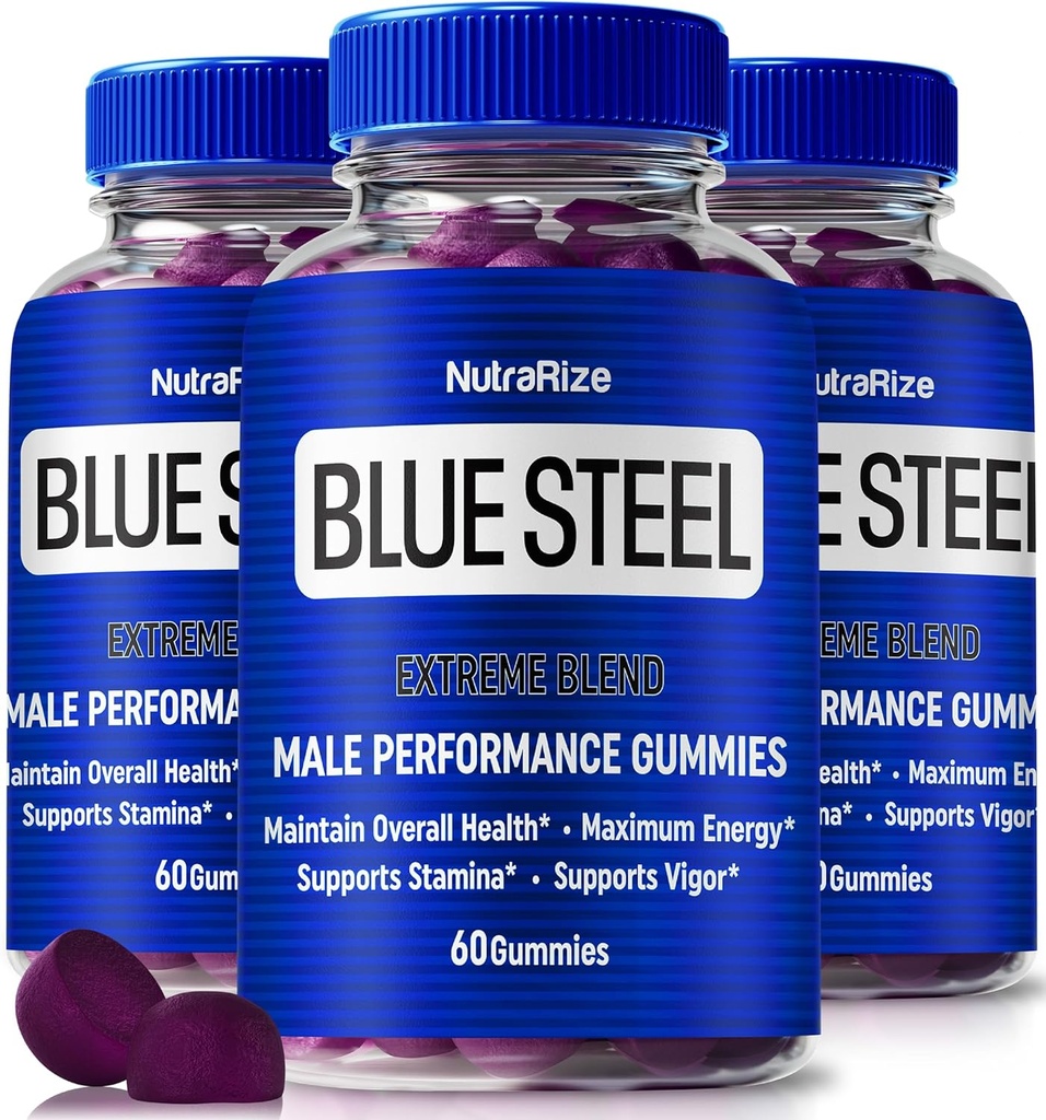 (3 Pack) Blue Steel Gummy pro muže, Denní výživa na zvýšení důvěry a celkové zdraví, Všechny přírodní doplněk k podpoře špičkové výkonnosti, Oficiální Muž Gummy, BlueSteel Recenze (180 Gummies)