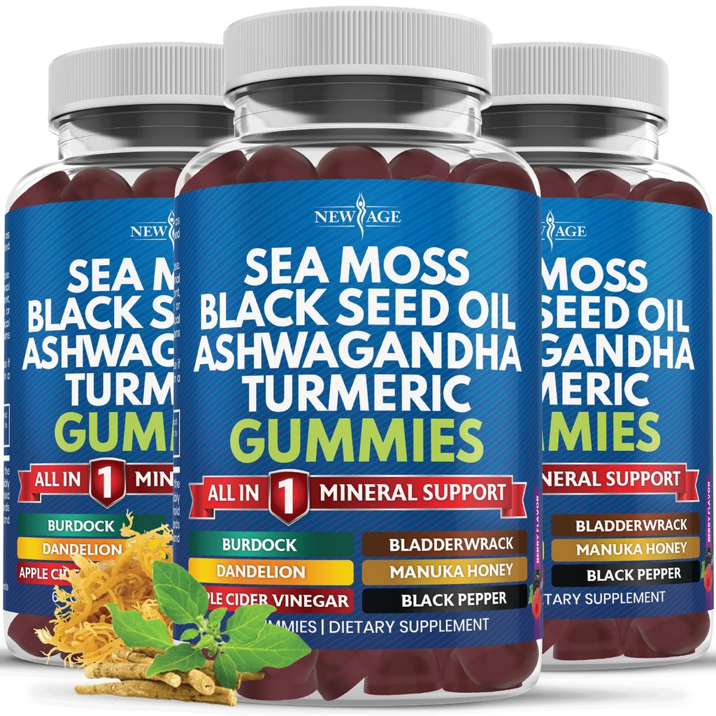 Sea Moss Gummies, Sea Moss, Black Seed, Ashwagandha, Turmeric, Manuka Honey, ACV, Dandelion, Black Pepper, Burdock, Bladderwrack, Vegan- 180 Počet