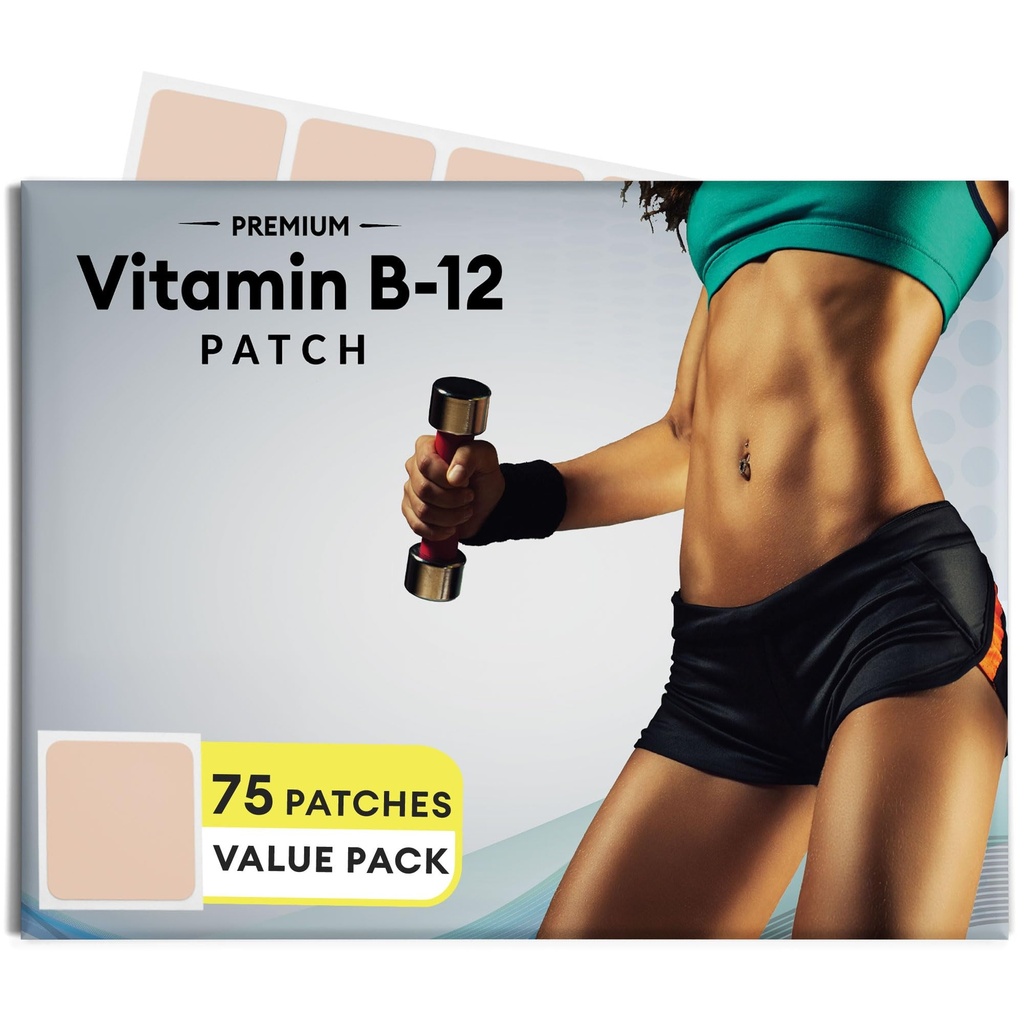 B12 Patch for Energy Plus - 75 Count Pack - B12 Patches - B12 with Methylkobalamin & Guarana