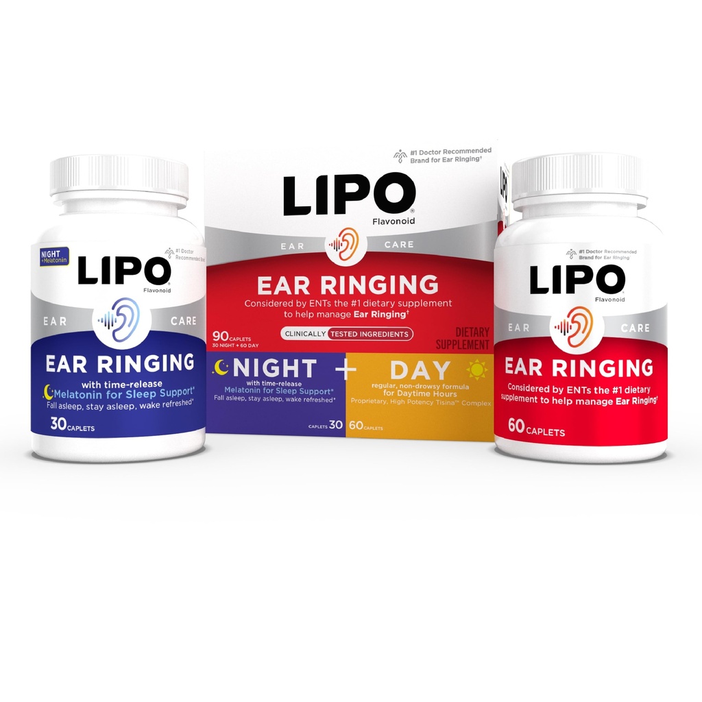 Lipo Flavonoid Day & Night Combo Kit, Tinnitus Relief for Ringing Ears, Lipo Flavonoid Plus & Lipo Flavonoid Night with Melatonin & Vitamin C, 90 Caplet