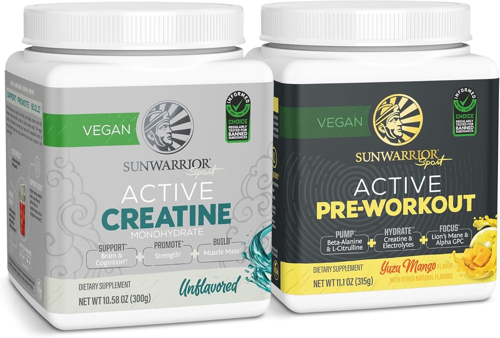 Active Prework Hydration Blend & Creatin Monohydrát Prášek Sada 124; Bundle & Uložit 124; Non- GMO Soy Dairy Filler & Gluten zdarma (60 Služeb Neochucené Creatine, 30 Služeb Yuzu Mango Pre Workout)
