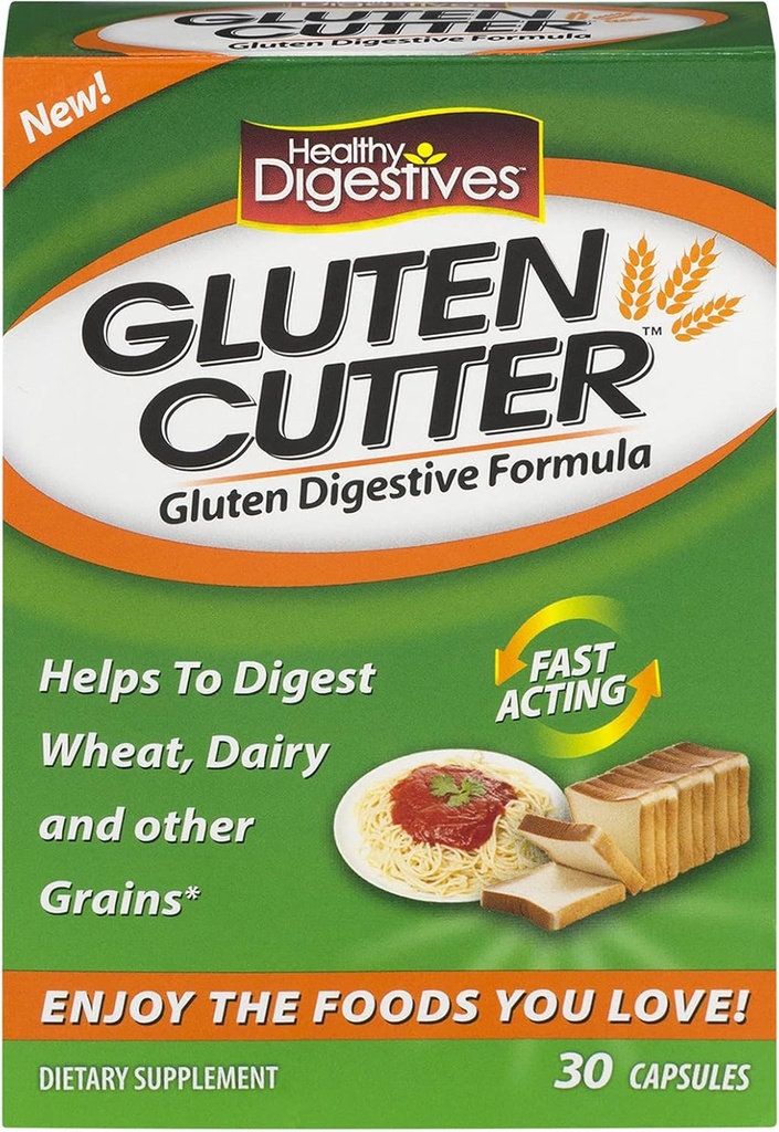 Zdravé přírodní systémy Zdravé potraviny Gluten Cutter, 60 Kapsle (2 Krabičky po 30 Každý)