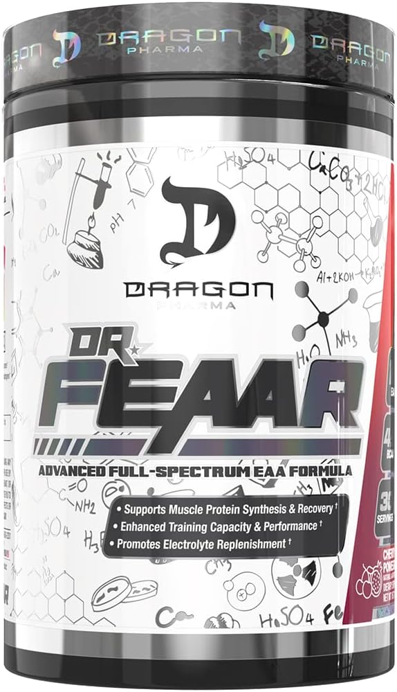 DRAGON PHARMA Dr. FEAAR ® Advanced Full- Spectrum EAA Matrix, podporuje syntézu a zotavení svalových proteinů, zlepšení kapacity a výkonu výcviku (30 Služeb, třešňový granát)