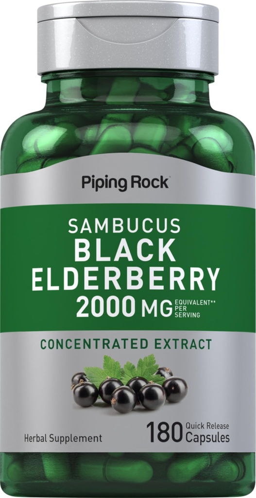 Piping Rock Elderberry Kapsle 124; 2000 mg iž
