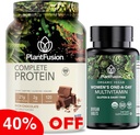 PlantFusion Protein Powder & Organic Women 's Multivitamine Bundle - 21g Plant- based Protein with BCAA, Clean Ingredients, & Delicious Flavor Plus 19 Essential Vitamins for Energy, Immunity & Heart Hea