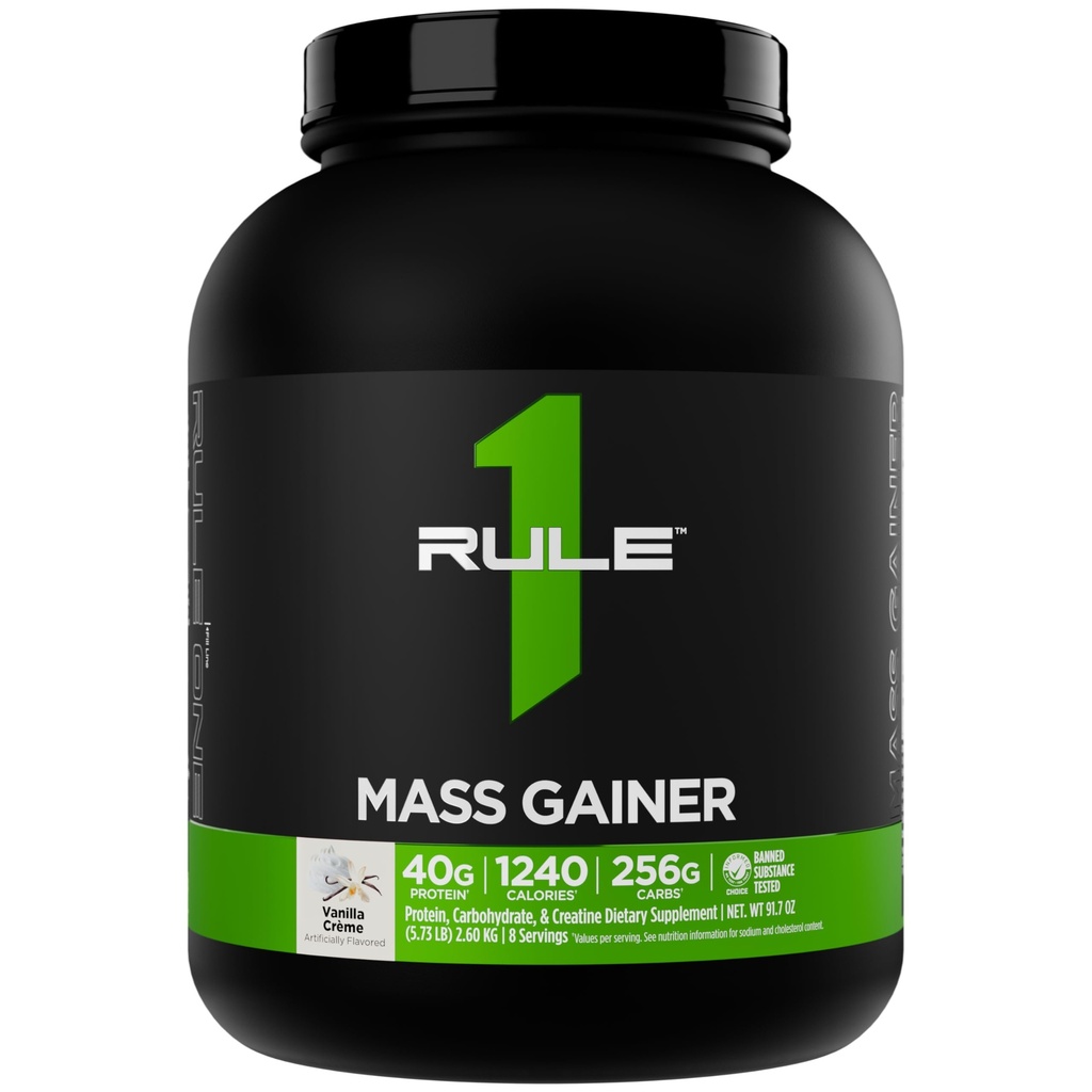 Pravidlo 1 Mass Gainer - Vysokokalorický váhový zisk Formule s 1,220 + kalorií, 250g + Complex Carb Blend, 40g All- Whey Protein Per Serving (8 Služeb, Vanilla Crème)