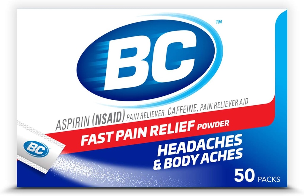 BC Prášek 124; Rychlá úleva od bolesti 124; Aspirin (NSAID) & Kofein 124; 50 Počet (10042037103993)