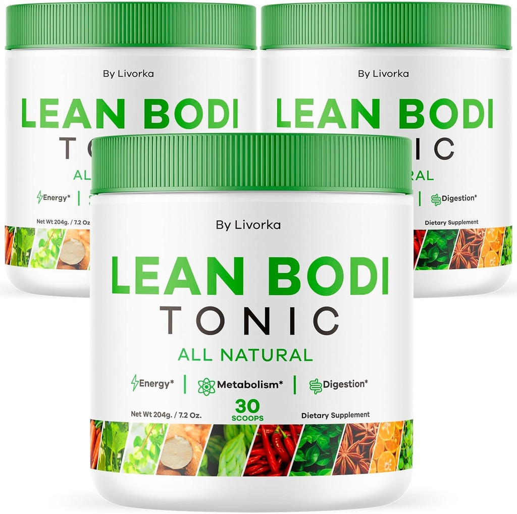 LIVORKA Lean Bodi Tonic, všechny přírodní pokročilé Formule prášek - 90 Servings (3 Měsíční zásoba) - balení po 3