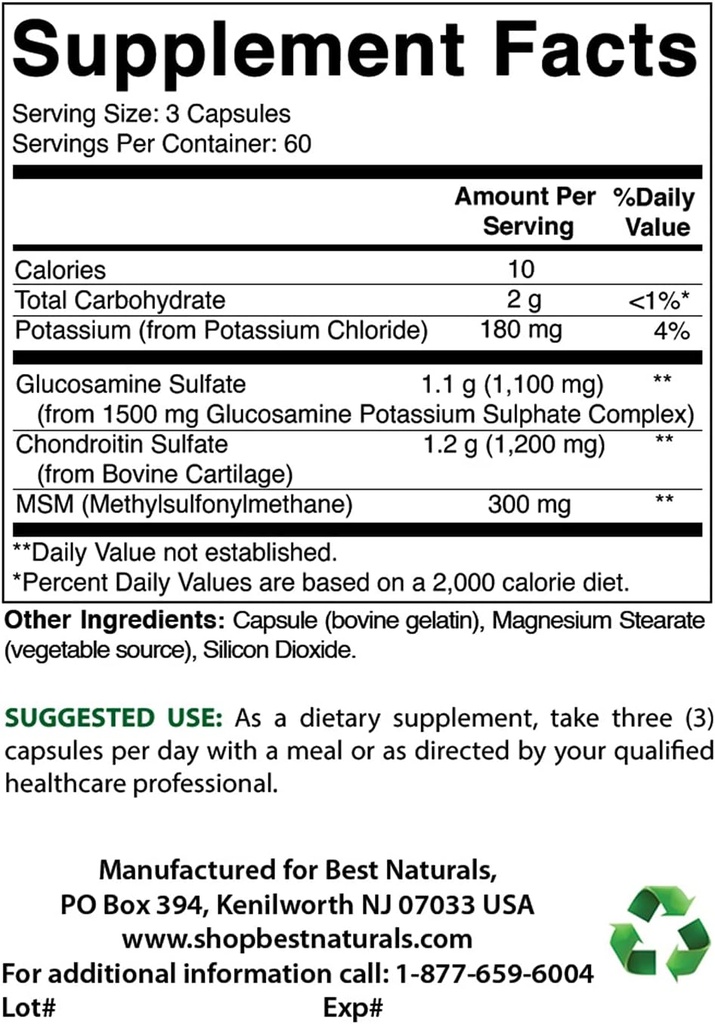 Nejlepší Naturals Glucosamine Chondroitin a MSM & Vitamin D3 2000 IU