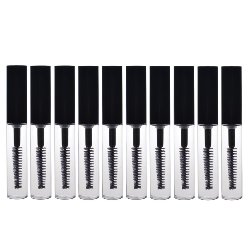 AKOAK 10 Balení 4 ml Transparentní Reuse Prázdné láhve Tube Kontejner Make-up Vily Kosmetický nástroj pro Eylash Růstový olej / Mascara s kartáčem pro domácí a cestovní