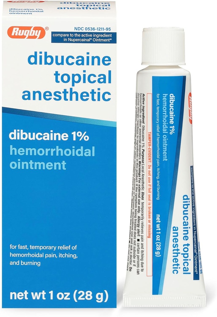 Ragby Dibucaine Topical Anestetic 1% Hemeroid Ointment - Pain Relief Cream for Stening and Burning, Hemeroid Treatment, Anti Itch Cream 1 Oz (1 balení)