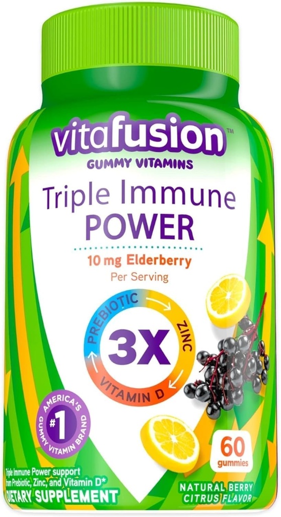 Triple Imunity Power Gummy Vitamíny Kompatibilní s Vitafusion, 60ct- L8