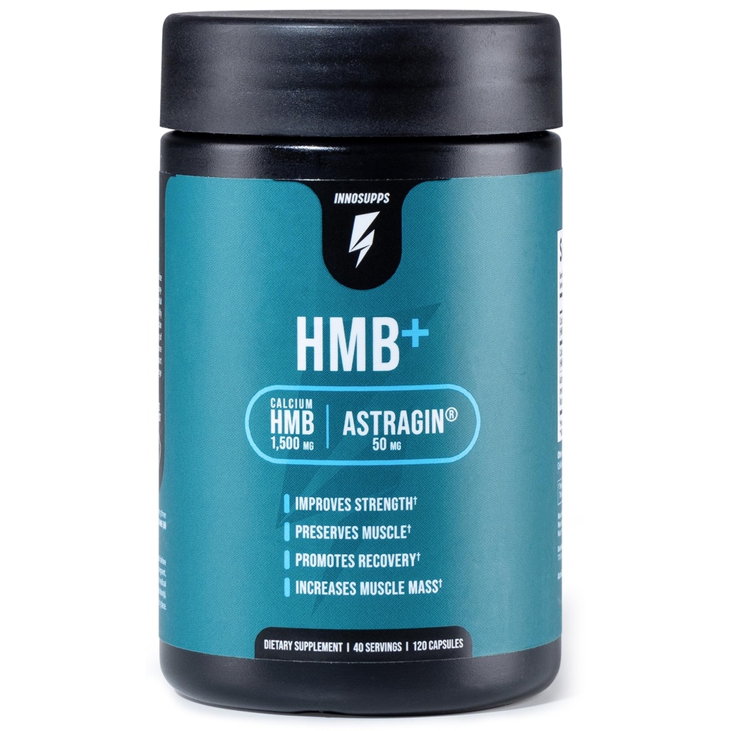 InnoSupps HMB + PHL124; 1500mg HMB (Beta- Hydroxy Methylbutyrate) & 50mg Astragin PHL124; Enhanced Absorption, Preserves Muscle, Promotes Recovery, Increase Lean Muscle Mass PHL124; Gluten Free - 120 Veggie Kapsle