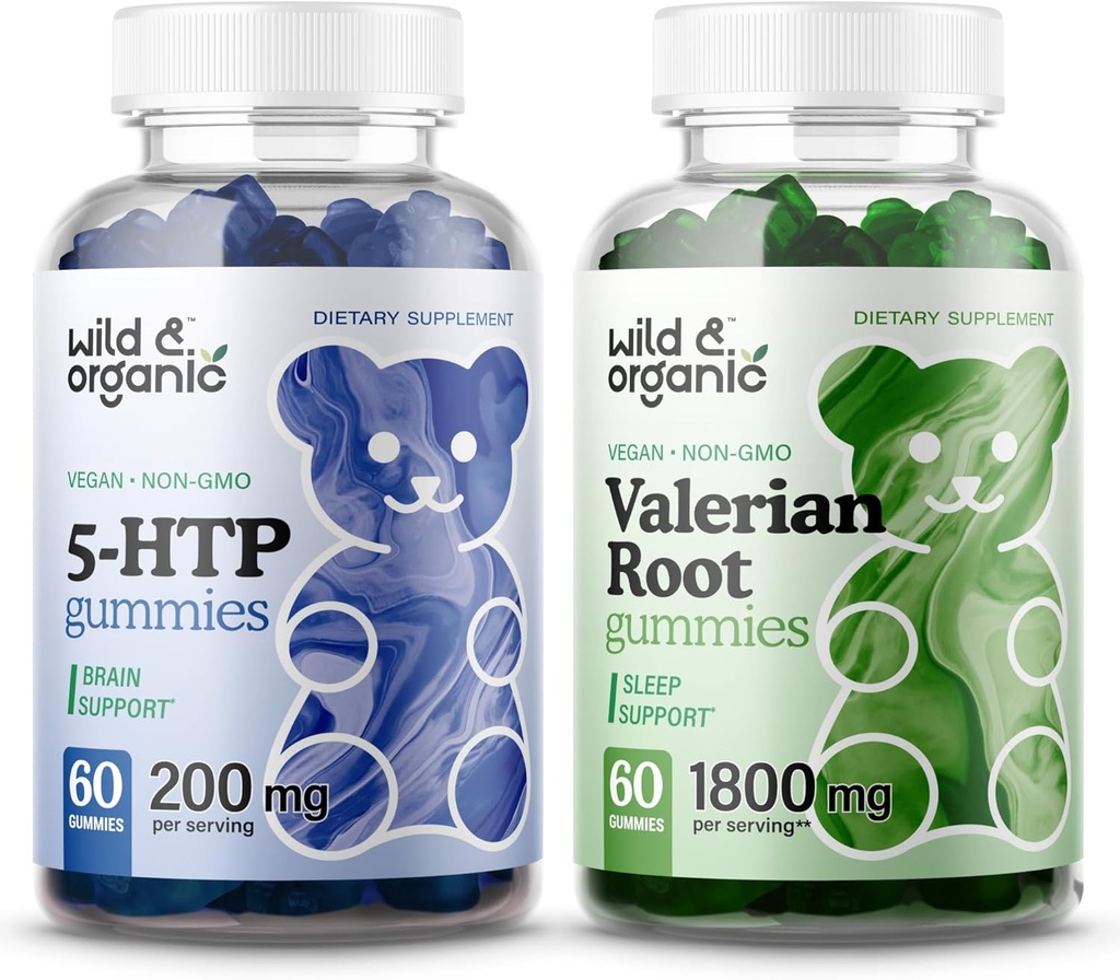 Wild & Organic 5HTP Gummies & Valerian Root Gummies 60 Počet