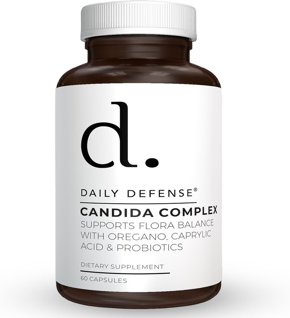 Candida Flush & Cleanse 60 Count Gut Support for Balanced Gut Flora with Oregano, Capyl Acid, Probiotika, & Digestive Enzymes - Non GMO dietární dodatek