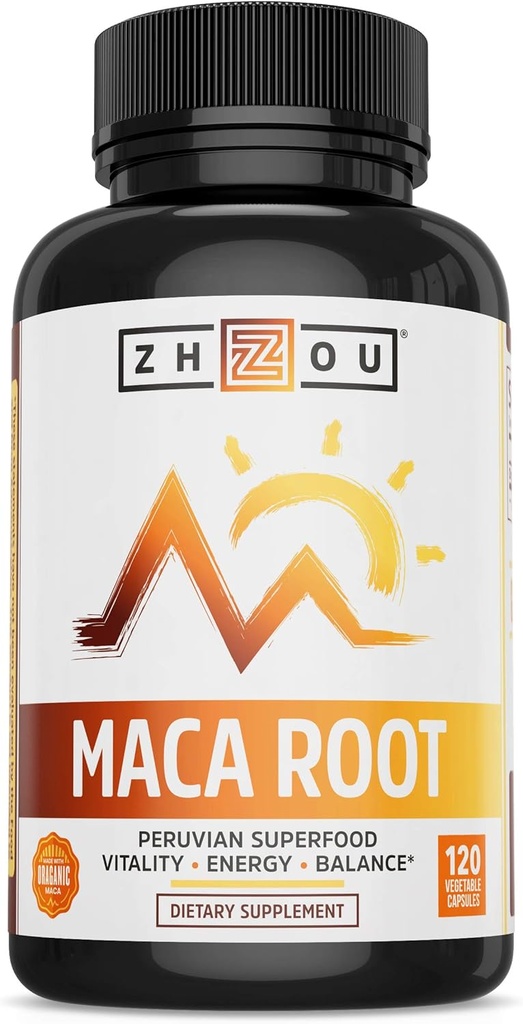 Zhou Maca Root CLANE124; Wellness dodatek pro muže a ženy CLANE124; Posílení energie CLANE124; 60 Služeb, 120 Počet