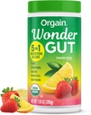 Orgain Organic Wonder Gut Fiber Supplement Powder, 5 in 1 Blend with 1 Billion Probiotics, Greens, Vitamin C, Adaptogens for Gut Health and Immunication Support, Non- GMO, Strawberry Lemonade, 7.05 oz