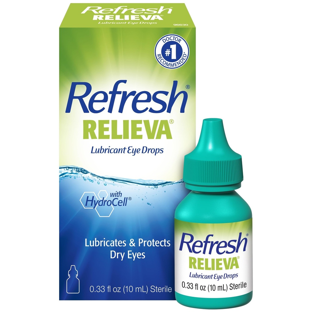 Refresh Relieva Lubricant Eye Drops, 0.33 Fl Oz Sterile, Balení může Vary