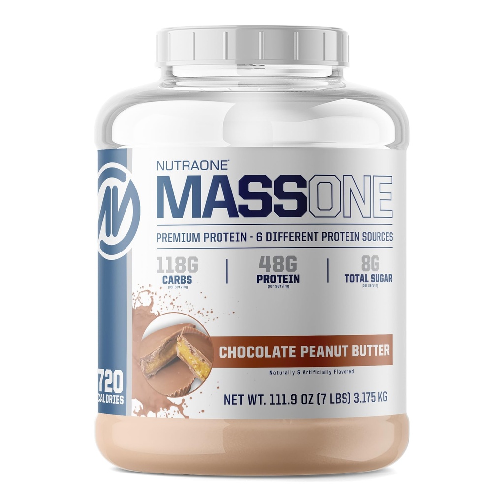 NutraOne Massone Mass Gainer Protein Powder Gain Mass Mass Protein Náhrada jídla (Čokoládové arašídové máslo - 7 liber.)