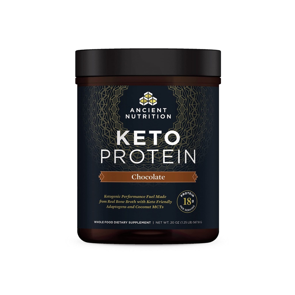Starodávná výživa Keto protein prášek, KetoPROTEIN s tuky z bone broth a MCT olej, čokoláda, 18g protein 10g tuk per Serving, gluten zdarma, nízký karb, Paleo Friendly, 17 Služební