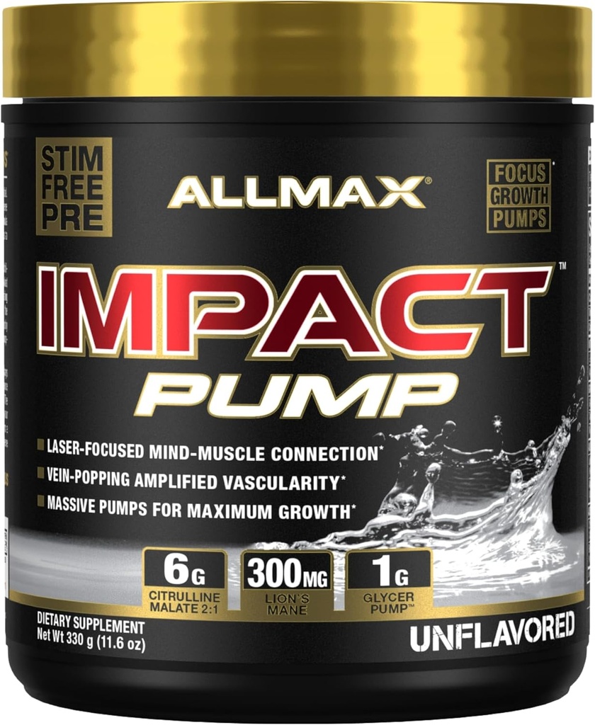 ALLMAX Nutrition Impact Pump Stim Free Pre Workout, 30 Služeb (bez příchutí)