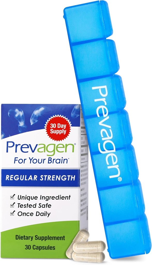 Prevagen Pravidelná síla - 30 Kapsle (1 měsíční zásoba) 124; Vyhovuje Vašemu mozku 124; 10mg Apoaequorin Plus Vitamin D3 s 7- denní pilulkou Minder