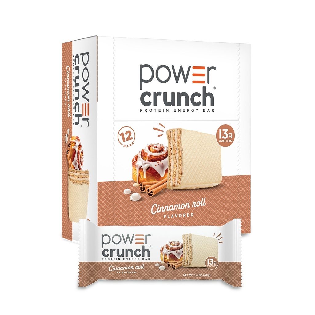 Power Crunch Protein Wafer Bary, High Protein Snacks s vynikající chutí, Skořice Roll, 1.4 Ounce (12 Počet)