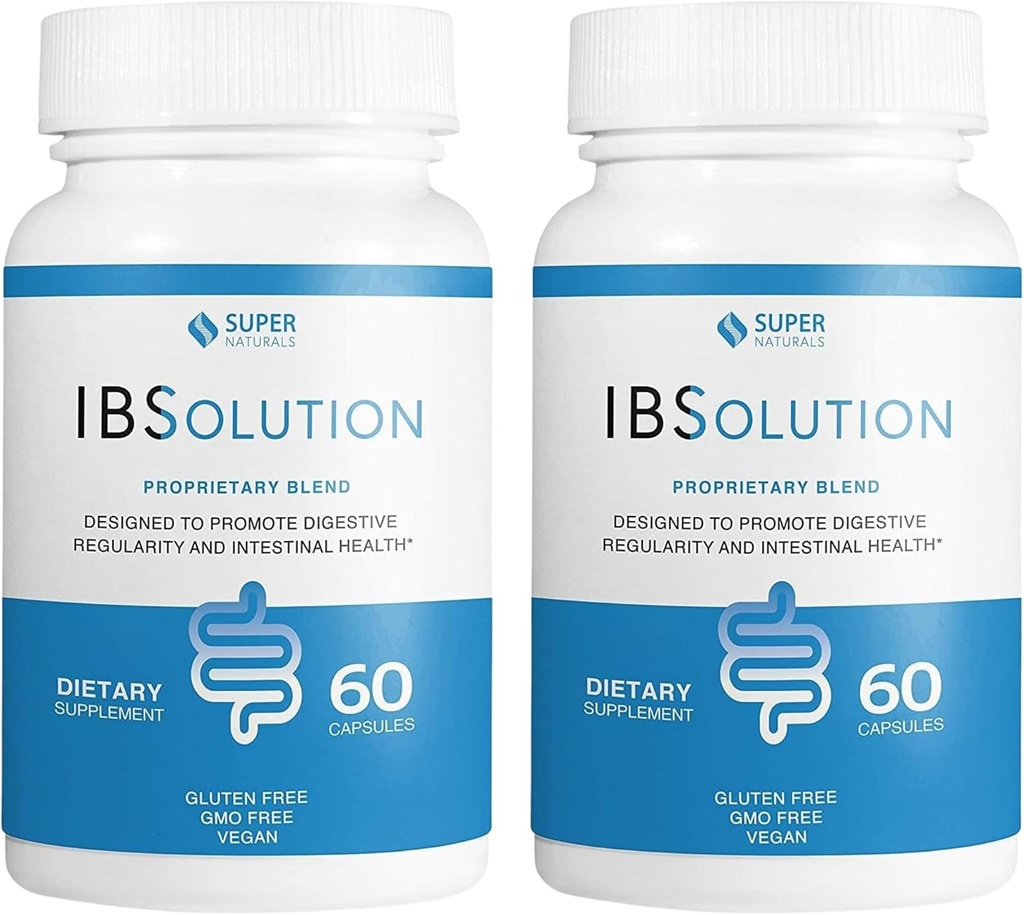 IBSolution - Stravovací doplněk zdraví, plyn, nadýmání, Průjem, Zácpa Relief, Bolest břicha, S Psyllium, Podpora regularity, Podporuje Gut zdraví, Vyrobeno v USA - 60 Vegan Kapsle, 2- Pack