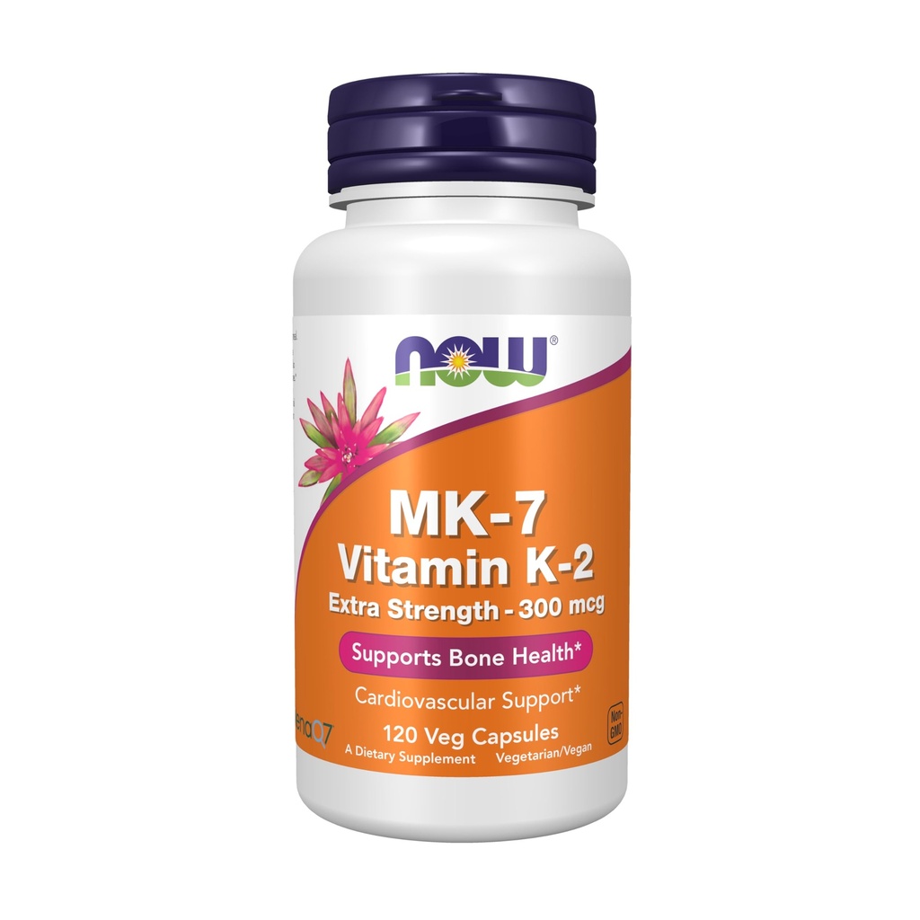 Nyní potraviny doplňky, MK-7 Vitamin K-2 300 mcg, Kardiovaskulární podpora *, Podporuje zdraví kostí *, 120 Veg kapsle