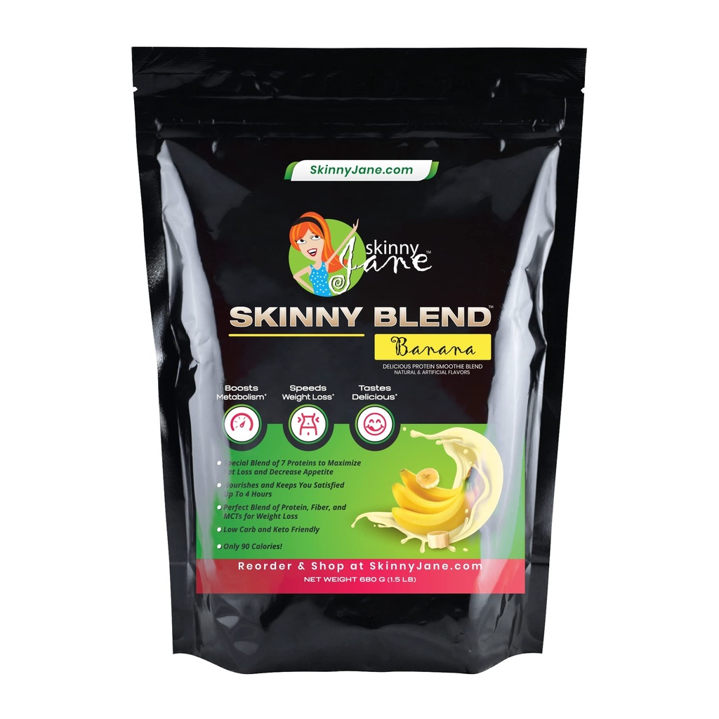 Skinny Blend- Nejlepší Ochutnávání Vysoký protein Shake pro ženy - Nízký karb & Keto Friendly Strava Náhrada - Spokojený Hlad & Zvýšení energie - Delicious Smoothie Flavor - 30 Shakes - Banana