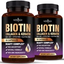 Nový věk Biotin Kolagen Keratin Hyaluronic Acid - 50,000mcg Vlasové růstové vitamíny pro muže a ženy, hřebíky, vlasy, kožní vitamíny a DHT blokáda s vitaminem E kyselina listová dýně semeno MSM- 180 Počet