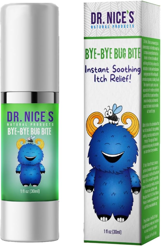 Dr. Nice 's Bye- Bye Bug Bite - Mýdlo Bug a Mosquito Bite Itch 124; Všechny přírodní 124; Kid Friendly Self Application Application 124; Hydrogel pro Bites, Iritation, Skin Discomfortable 124; Soothe Refresh Cool (30 ML)