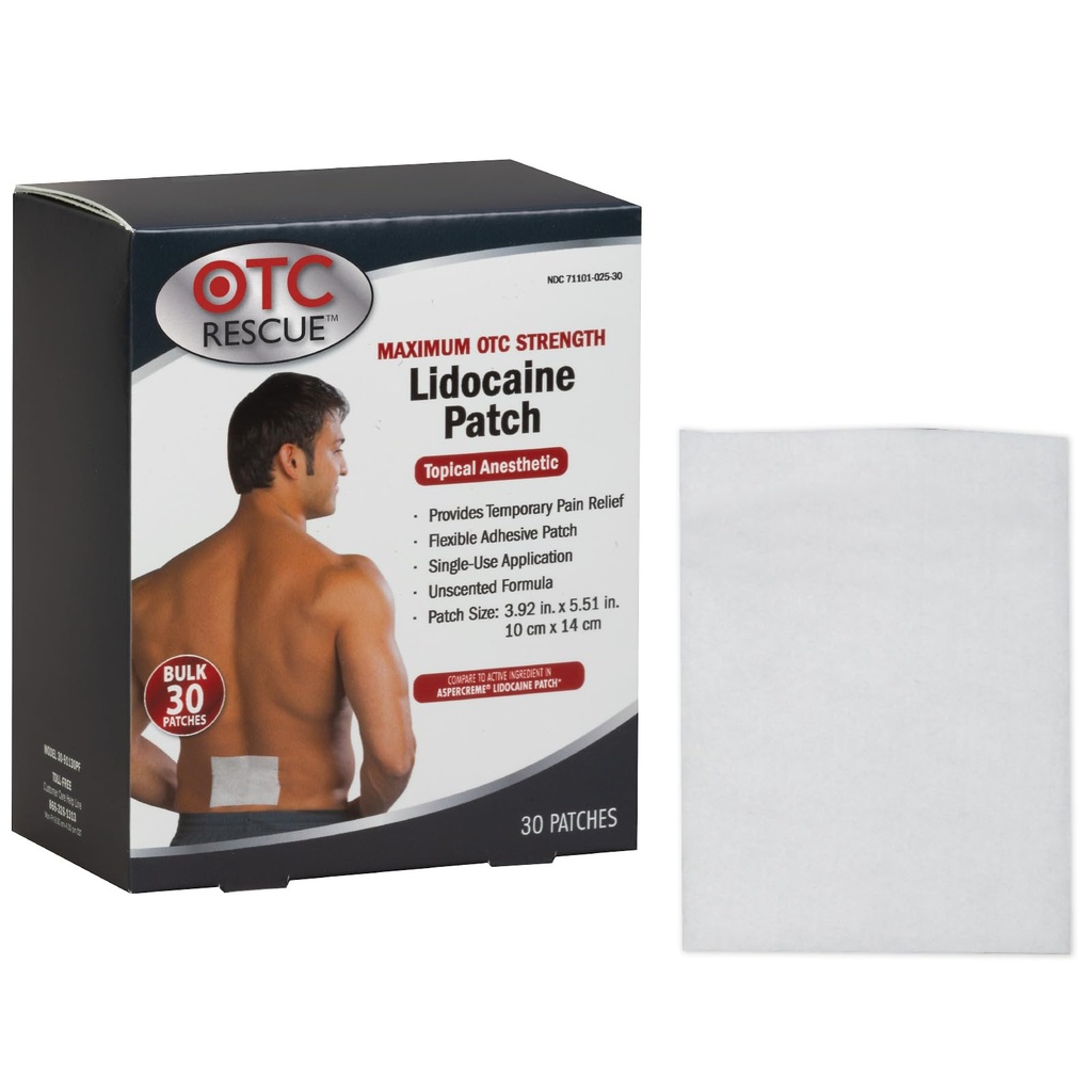 4% Lidokain Pain Relief Patch 124; Maximální OTC síla 124; 30- počet 124; 3.93 "x 5.51" IR 124; Sezóna Menší Aches a Pains 124; Pains Free OF 124; Topical Anestetics 124; Easy to Application Flexible Adhesive