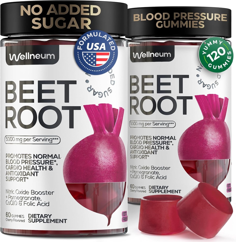 Třešňový ochucený řepný root Chews Enhanced - Gummies (60) pro oxid dusnatý Boost - Superfood dodatek s dusičnany - Udržuje zdravé hladiny krevního tlaku