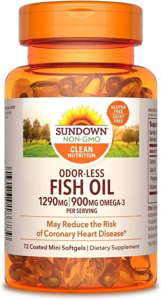 Sundown Fish Oil, 72 Povlečené Mini Softgels