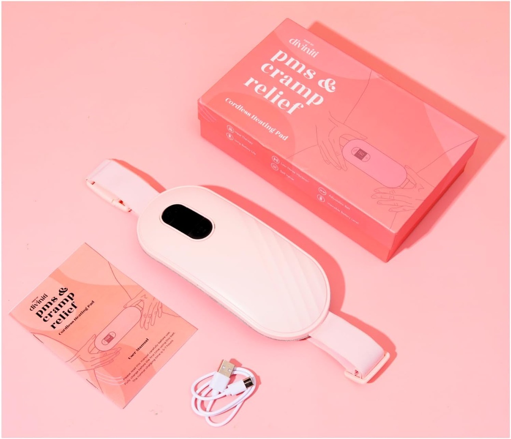 Přenosný vyhřívací panel pro časové křeče - Perioda Křeče Relief Menstruační vyhřívání Pad Vibrace Vyhřívací Pad pro bolest, Nabíjecí baterie, Bezdrátové vyhřívací Pad s Massager Girlfriend dárky