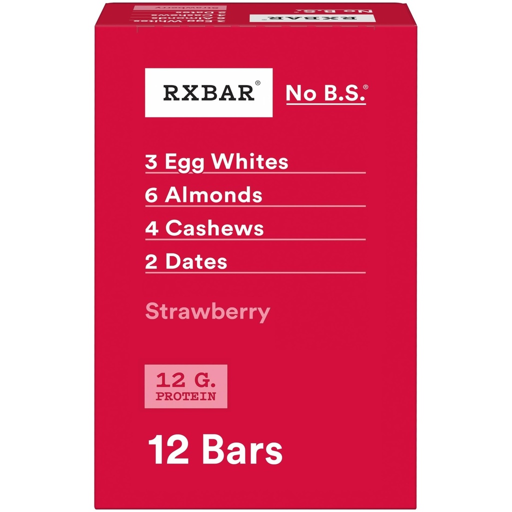 RXBAR Protein Bary, 12g Protein, Gluten zdarma Snacks, Strawberry, 2oz Box (12 Barů)