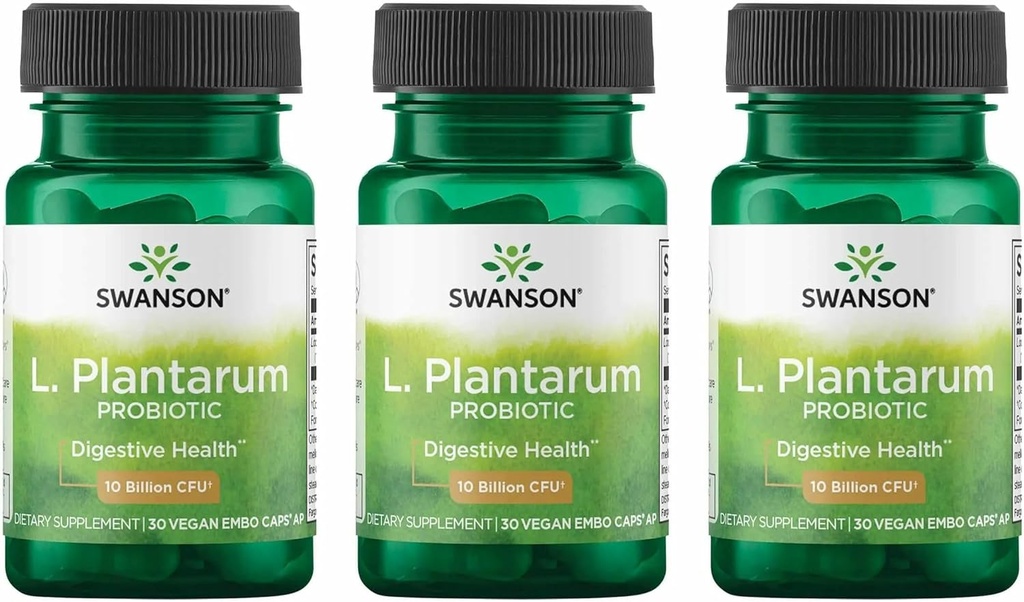 Swanson L. Plantarum - Dědičný dodatek Podpora Gastrointestinální rovnováhy & Bowel Regularita - Přírodní vzorec, který pomůže snížit nadýmání - (30 Veggie Kapsle) 3 Pack