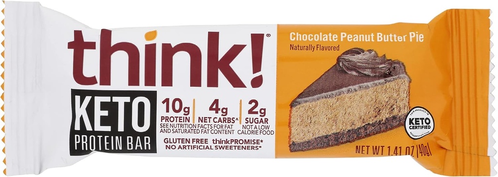 Mysli! Bílkovinné tyčinky, High Protein Snacks, gluten Free, Cukr Free Energy Bar s syrovátkovým proteinovým izolátem, čokoládové arašídové máslo koláč, Nutriční tyčinky bez umělé sladkosti, Keto, 1.41 Oz (balení 10)