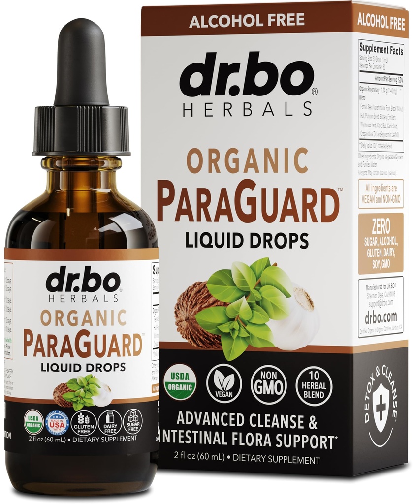 ParaGuard Cleanse Liquid Organic Detox - Organic Intestinal Guard Formule Dodatek pro lidi s černým ořechem Wormwood Clove & Oregano Tincture - Přírodní Bylinné tělo Gut Cleanser 2 oz