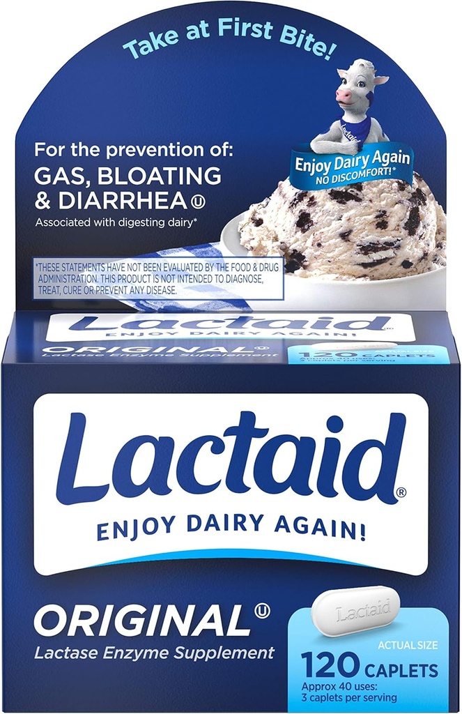 Lactaid Lactase Enzyme Caplet Original - 120 Caplet, balení po 6 ks