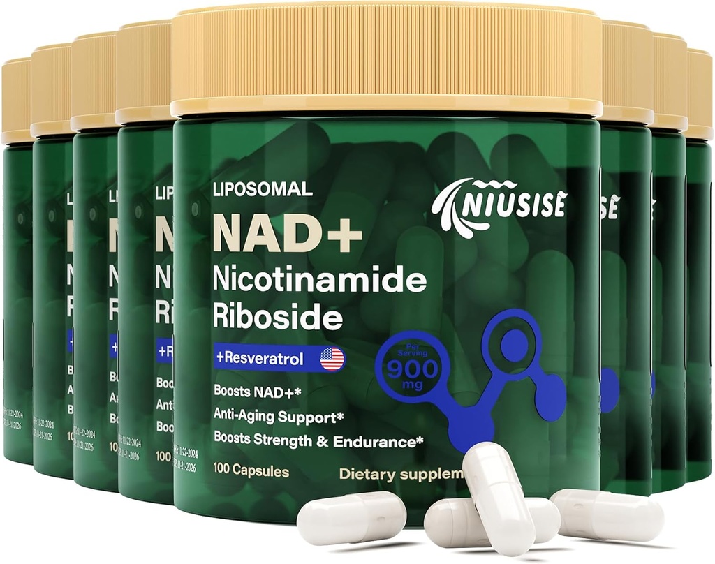 NAD dodatek, NAD Nikotinamid Ribosid 900 Mg pro muže a ženy, Lipozomální NAD + Příplatek s Nicotinamid Riboside, Resveratrol & Quercetin, Energy, Boost NAD +, 800 Kapsle
